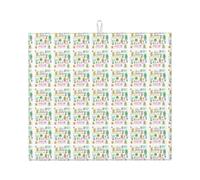 Succulent Cactus Print Drying Mat for Kitchen Absorbent Reusable Dish Pad Sink Racks Utensils Table