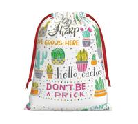 Succulent Cactus Print Gift Drawstring Bag Reusable Pouch Festive Decor Party Favor Daily Storage Sack