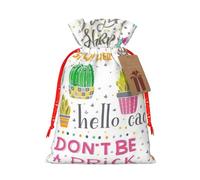 Succulent Cactus Print Gift Drawstring Bags Reusable Present Sack Versatile Birthday Holiday Party Favors