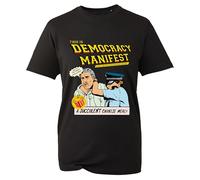 Succulent Chinese Meal Funny This is Democracy Manifest T-Shirt Top T Shirt Shortsleeve Crew Neck World Tshirts (Black, S)