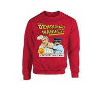 Succulent Chinese meal Jumper Funny This Is Democracy Manifest Sweater Fullsleeve Crew neck world Unisex Sweatshirt(S, Red)
