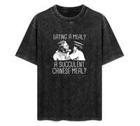 Succulent Chinese Meal Summer Casual Tee Short Sleeve Crew Neck Cotton Tops Unisex Washed Vintage T-Shirt Black L