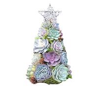 Succulent Christmas Tree Mini Artificial Christmas Tree Tabletop Xmas Tree Christmas Ornaments Resin Holiday Party Decorations Succulents Plants Cactus Decor Gift for Home Decoration,A