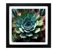 Succulent Glitch Art Framed Print | 18x18 Inch Black Framed Wall Art | Ready to Hang | Eclectic Historical Picture | Living Room Bedroom Lounge Office