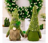Succulent Gnomes,2Pcs Spring Green Plants Gnomes,Swedish Plush Tiered Tray Decor Green Gonk Gnome for Summer Home Decor