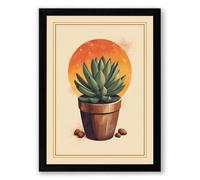 Succulent in Golden Light Botanical Framed Wall Art Print A1 (84.1×59.4cm) Black, Wall Decor for Living Room, Bedroom, Office & Home, Ready to Hang, Art Gift