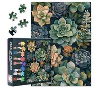 Succulent Jigsaw Puzzles for Adults 1000, Difficult Family Puzzle Educational Games Home Decoration Green Plant Theme, Challenging Puzzles for Adults Men & Women Gift (27.5"x19.7")