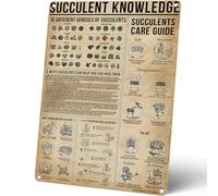 Succulent Knowledge Care Guide Metal Poster for Gardeners Vintage Home Balcony Wall Decor gardening Gifts Plant Lovers Tin Sign 8x12 Inch