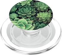 Succulent Plant Botanical Green Floral Pattern Flower cactus PopSockets PopGrip for MagSafe