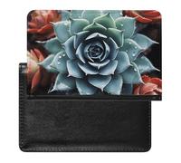 Succulent Plant Passport Holder with 3 Card Slots, Portable PU Leather Travel Wallet, Slim Protective Cover for Passport, ID, Credit Cards