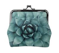 Succulent Plant Women's Leather Kiss-Lock Coin Purse,Double-Sided Full Print Pattern,Ultra-Fine Fiber Leather,Small Clutch Wallet for Cash,Cards,Coins
