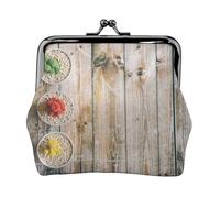 Succulent Plant Wood Print Print Coin Purse for Men Women Leather Kiss Lock Small Pouch Coin Wallet