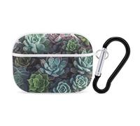 Succulent Plants AirPod Pro Case, Anti Scratch Hard PC Cover with Keychain, AirPod Pro 2nd/1st Case Accessories for Women Men, White-Style