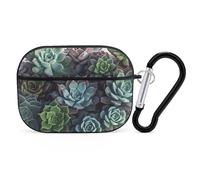 Succulent Plants AirPod Pro Case, Anti Scratch Hard PC Cover with Keychain, AirPod Pro 2nd/1st Case Accessories for Women Men, Black-Style