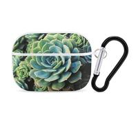 Succulent Plants AirPods Pro 2 Case Cover, Shockproof Hard Shell Protective Case for Women Men, Compatible with Airpod Pro Case 2nd/1st Generation with Keychain-White