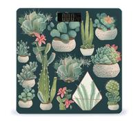 Succulent Plants and Cactus Scale for Body Weight LED Display Sturdy Tempered Glass Digital Bathroom Scale Anti-Slip Highly Accurate Digital Weighing Machine for People 400lb Capacity
