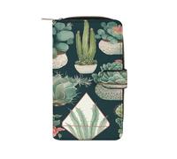 Succulent Plants And Cactus Wallet Multifunctional Leather Wallets for Men Compact Long Wallet Credit Card Holder Passport Bag
