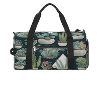 Succulent Plants and Green Gym Bag for Women Men Shoe Compartment Waterproof Travel Bags Sports Duffle Bag for Sports Gyms Yoga