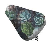 Succulent Plants Bike Seat Cover Waterproof Oxford Fabric, Universal Adjustable Bicycle Saddle Cover with Drawstring Easy Install Protective Rain Dust Covers for Women Men
