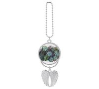 Succulent Plants Car Hanging Pendant, Zinc Alloy Rearview Mirror Charms - Relieve Visual Fatigue, Vintage Keychain Pendant, Lucky Car Interior Hanging Decoration, Silver-Style