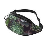 Succulent Plants Fanny Pack for Men Women, Waterproof Sports Waist Bag Fashion Belt Bag Crossbody Bags Hip Bum Bag with Adjustable Strap Large Sling Bag Purse for Travel Hiking
