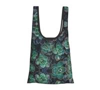 Succulent Plants Print Reusable, Foldable,Washable Grocery Bags Foldable in A Pouch Eco Tote Shopping Bag,Daily Shopping Loading