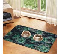 Succulent Plants Printing Pet Absorbent Leather Tablecloth,Pet Absorbent Leather Mat,Tidy Feeding Area For Dogs, Cats,Pets