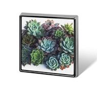 Succulent Plants Square Lapel Pin 0.7x0.7in Aluminum Badge Stylish Personalized Accessory Daily Wear