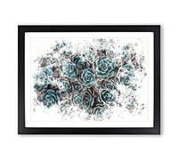 Succulent Plants Watercolour Modern Framed Print | A2 Black Framed Wall Art | Ready to Hang | Modern Floral Picture | Living Room Bedroom Lounge Office