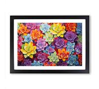 Succulent Pop Art Framed Wall Art Print A2 Black