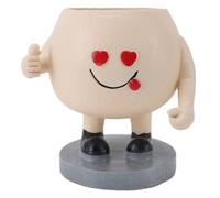 Succulent Pot Adorable Smiling Figure Standing Thumb Up Resin Flower Planter for Garden Balcony Courtyard (Can a)