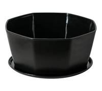 Succulent Pots, Ceramic Bonsai Planters with Drainage Hole & Saucer, 5.9" Shallow Flower Pot for Indoor/Outdoor Plants (Black)