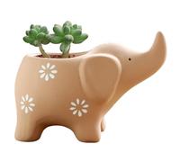 Succulent Pots, Cute Elephant Shaped Ceramic Small Succulent Pots, Funny Mini Animal Planter for Indoor Home Garden Office Desktop Decoration, Yellow, Elephant Planter, Small