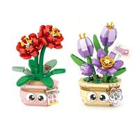 Succulent Potted Plant Building Blocks Set, 2in1 Mini Particle DIY Botanical Bonsai Model, Home Office Desktop Decor Ornament