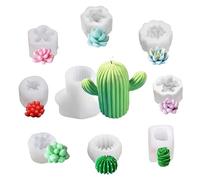 Succulent Silicone Mould 9PCS 3D Cactus Candle Molds Resin Moulds Casting Cactus Moulds Epoxy Resin Plants Mould for Cake Chocolate Candle Fondant