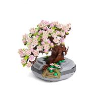 Succulents Bonsai Blocks Kit,Mini Cherry Blossom Tree Bonsai, Creative DIY Mini Particle Botanical Collection Building Toy Set for Adults(Sakura Tree 426pcs)