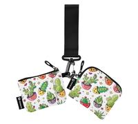 Succulents Cacti Colorful Dots Women's Coin Purses Card Cases Large Capacity Coin Purse Change Holder with Zipper Coin Pocket for Men Women 2 Packs, Succulents Cacti Colorful Dots, One Size