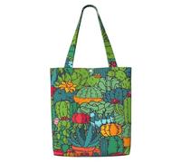 Succulents Cacti Green Plants Cactus,Reusable Grocery Bags Shopping Tote Bags Large Capacity Canvas Shoulder bag