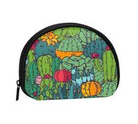 Succulents Cacti Green Plants Cactus, Women's Storage Bag Shell Makeup Bag Small Coin Purse Shell Change Pouch