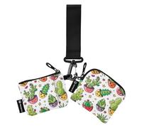 Succulents Cacti Women's Coin Purses Card Cases Thin Flat Card Wallet Money Organizer with Keychain for Women Men 2 Pcs, Succulents Cacti white, One Size, Modern