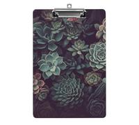 Succulents Clipboard, A4 Acrylic Clipboard with Hanging Hole, Ultra-Light Clip Board - Holds 100 Sheets, Shatterproof Document Holder for Office, 12.5" X 8.5"