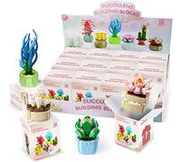 Succulents Figurine Blind Box Building Kit, Creative DIY Random Botanical Collection Building Toy, Set for Adults and Kids, Compatible with Lego (Whole Set 12 Plants)