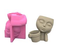 Succulents Flower Pot Resin Silicone Mold Suitable for Garden Concrete Flower Pot Holder Home Decor Human Face Doll Molds Silicone
