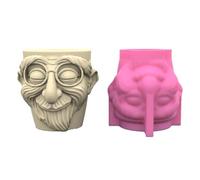 Succulents Planter Concrete Molds Old People Flower Pots Vases Silicone Pen Container Clay Castings Flower Pots Silicone Old People Pen Contain Succulents Planter
