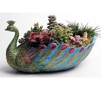 Succulents Planter Plants Pot Handmade 9.4 Inch Peacock Pot Resin Base Large Flowers Pot/Succulent Cactus pots/Container/with Hole for Home Garden Office Desktop Decoration Idea (blue, 9.4)