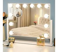 Sucedey Vanity Mirror, Hollywood Makeup Mirror with 12 Light Bulbs, 3 Color Modes and Adjustable Brightness, Touch Control, Detachable 10X Zoom Mirror (White)