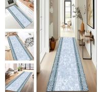 SUCERU Carpet Runner for Hallways Kitchen & Living Room Blue White 60X350CM Super Absorbent Indoor Stair Carpet and Kitchen Anti-slip Floor Mats Washable Hall Runner Runner Rug for Entryway