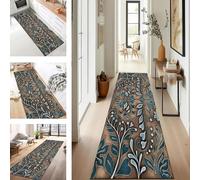 SUCERU Carpet Runner for Hallways Kitchen & Living Room Brown Blue 60X400CM Super Absorbent Indoor Stair Carpet and Kitchen Anti-slip Floor Mats Washable Hall Runner Runner Rug for Entryway