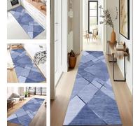 SUCERU Long Carpet Runner Rug Hallway Kitchen Rug Anti Slip 80X450CM Washable Floor Runner Blue Long Hall Runner Customized by the Meter Hallway Kitchen Entryway Living Room Bedroom Mats