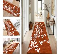 SUCERU Orange-red White Abstract Long Hallway Runner Kitchen Anti-fouling Floor Mat Non Slip Washable Carpet Entryway Living Room Bedroom Laundry Room Stair Runner Rug 40X120CM